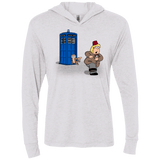 T-Shirts Heather White / X-Small The Tardis Monkey Triblend Long Sleeve Hoodie Tee
