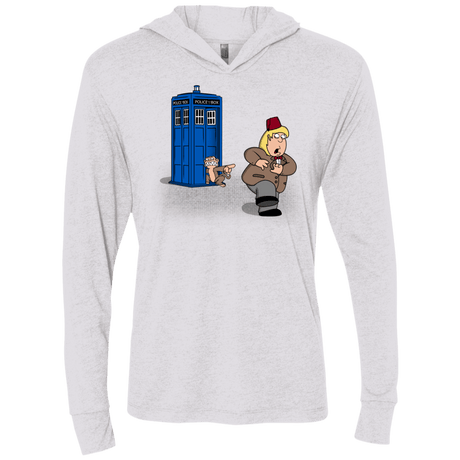 T-Shirts Heather White / X-Small The Tardis Monkey Triblend Long Sleeve Hoodie Tee
