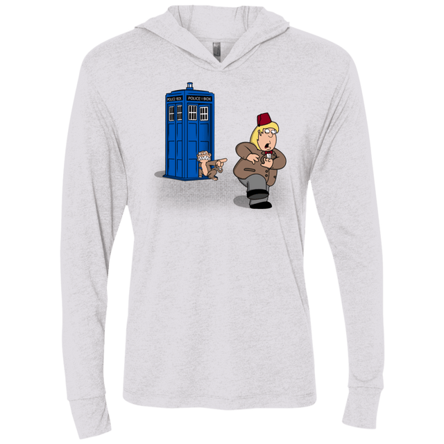 T-Shirts Heather White / X-Small The Tardis Monkey Triblend Long Sleeve Hoodie Tee