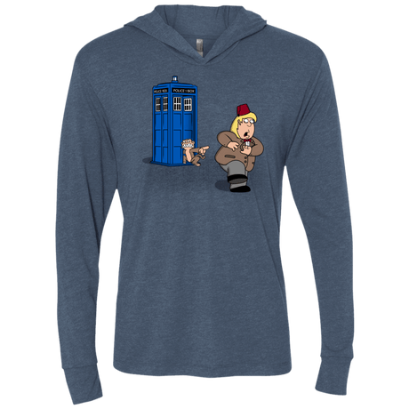 T-Shirts Indigo / X-Small The Tardis Monkey Triblend Long Sleeve Hoodie Tee