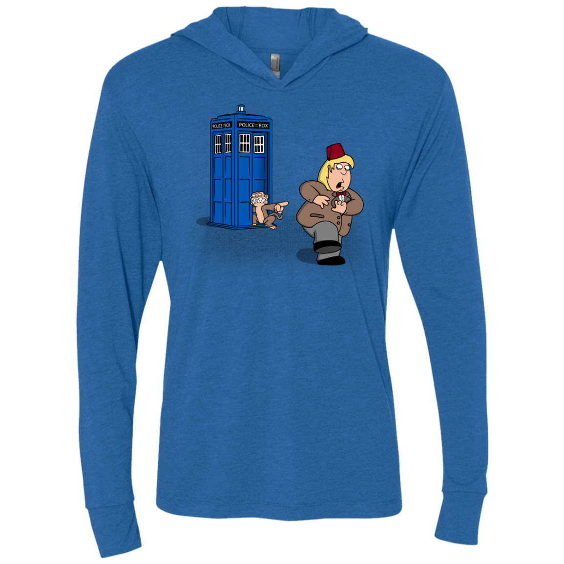 T-Shirts Vintage Royal / X-Small The Tardis Monkey Triblend Long Sleeve Hoodie Tee