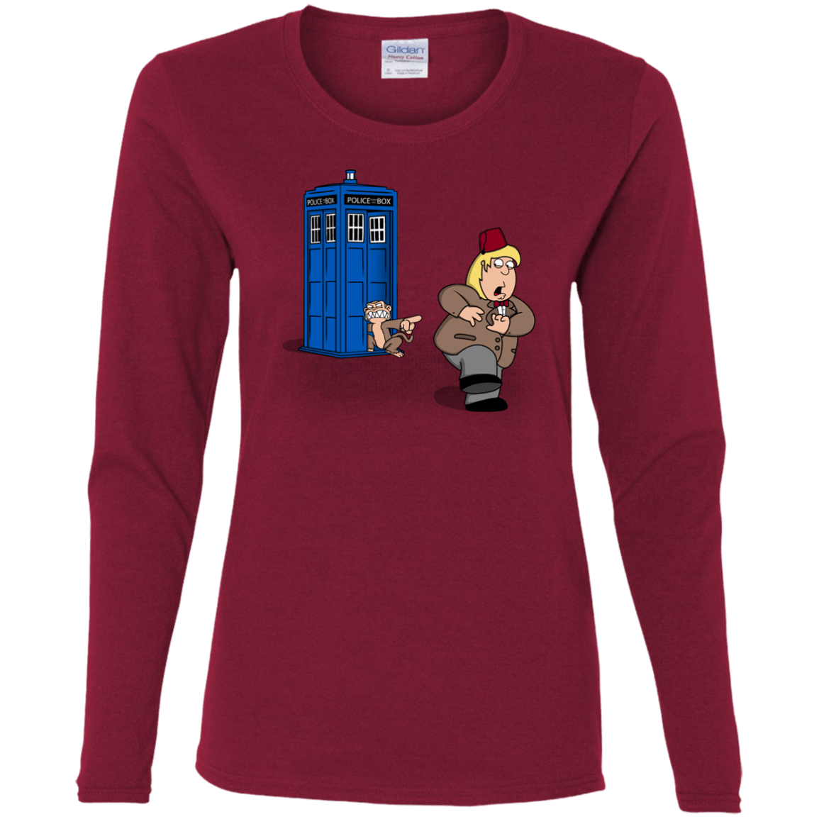 T-Shirts Cardinal / S The Tardis Monkey Women's Long Sleeve T-Shirt