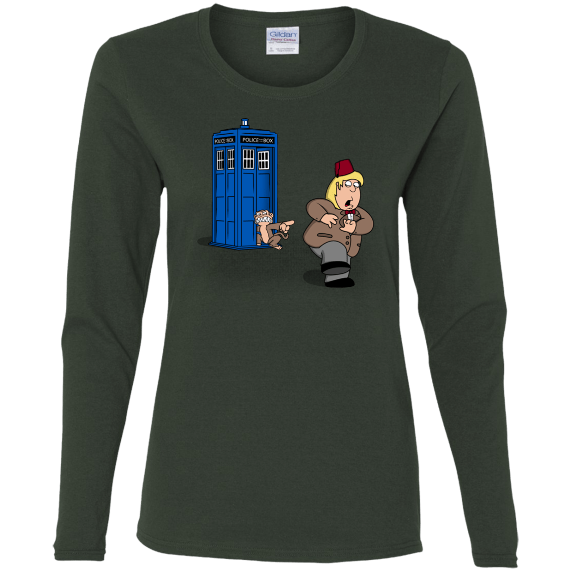 T-Shirts Forest / S The Tardis Monkey Women's Long Sleeve T-Shirt