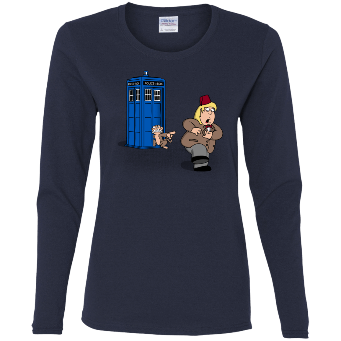 T-Shirts Navy / S The Tardis Monkey Women's Long Sleeve T-Shirt