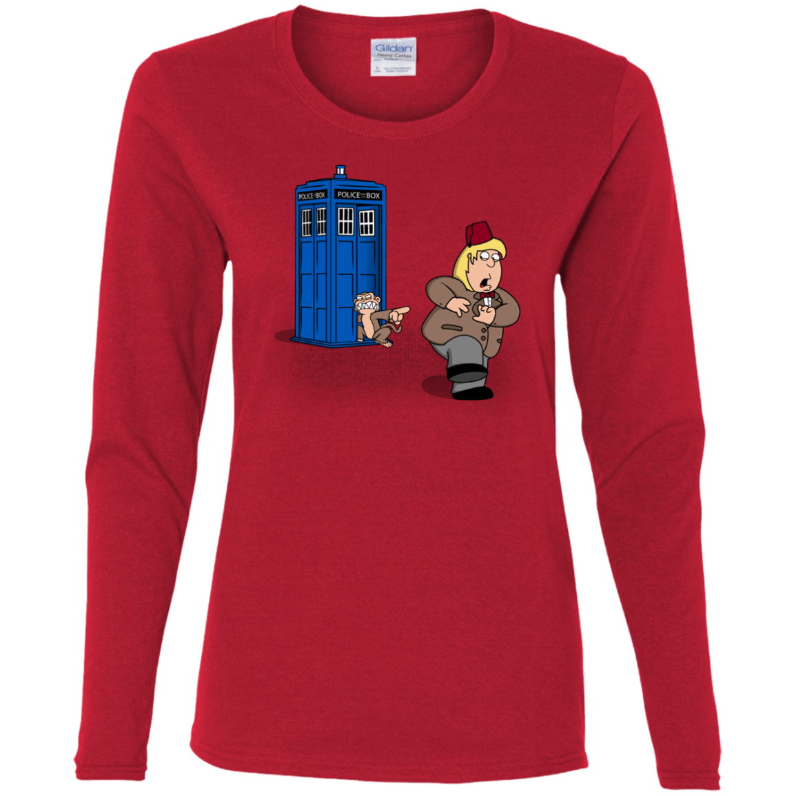 T-Shirts Red / S The Tardis Monkey Women's Long Sleeve T-Shirt