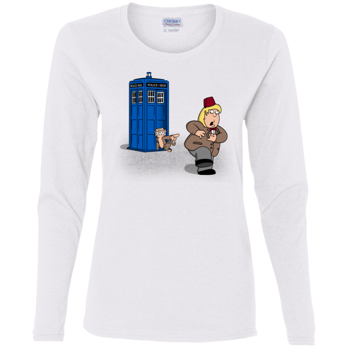 T-Shirts White / S The Tardis Monkey Women's Long Sleeve T-Shirt