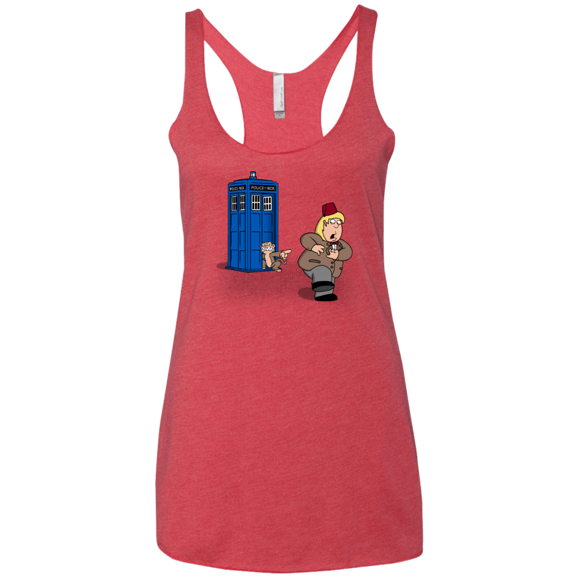 T-Shirts Vintage Red / X-Small The Tardis Monkey Women's Triblend Racerback Tank