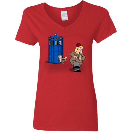 T-Shirts Red / S The Tardis Monkey Women's V-Neck T-Shirt