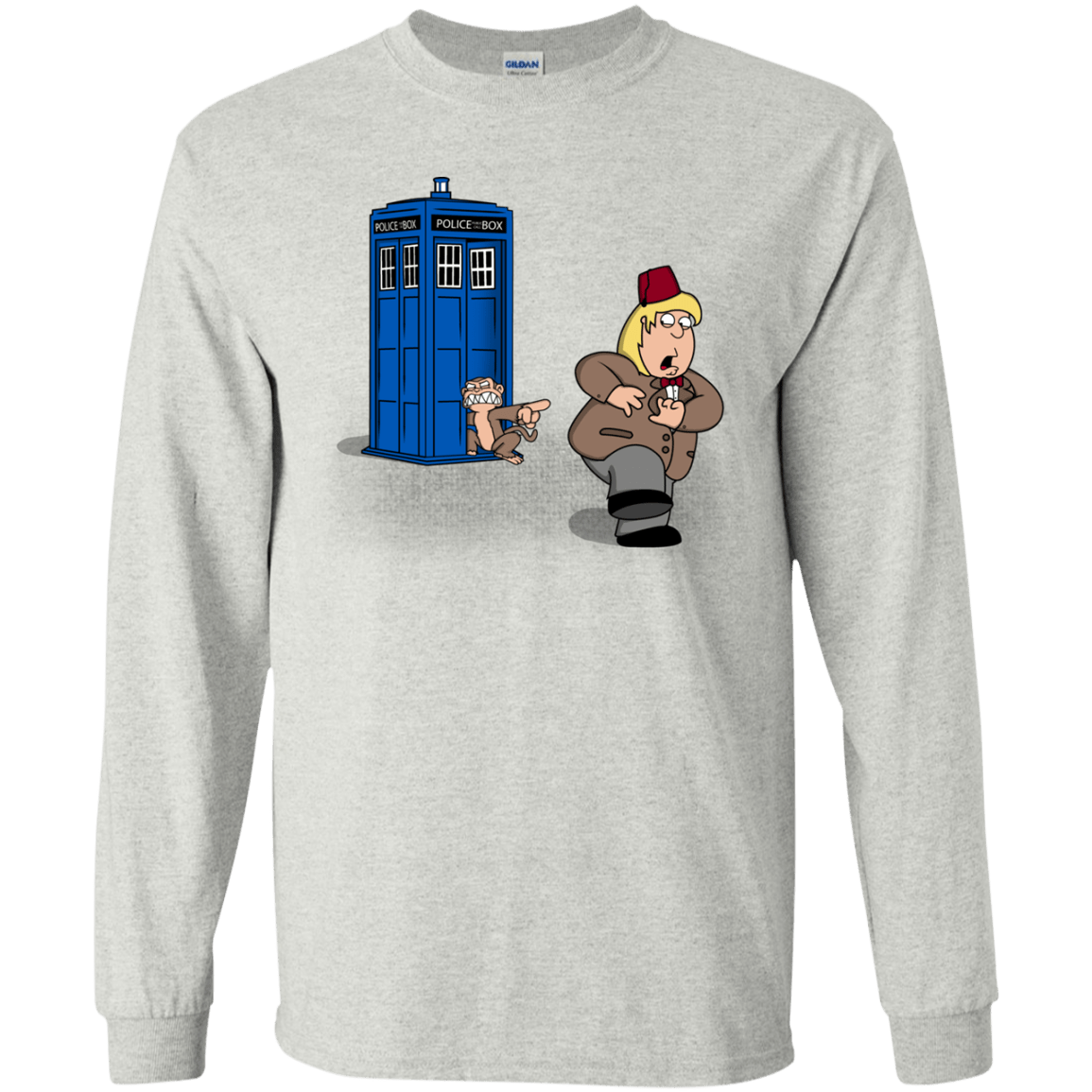 T-Shirts Ash / YS The Tardis Monkey Youth Long Sleeve T-Shirt