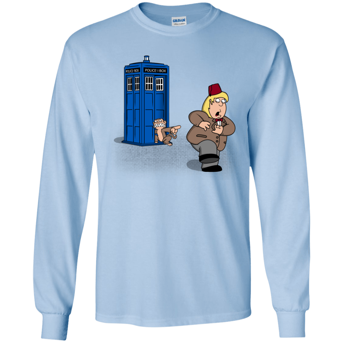 T-Shirts Light Blue / YS The Tardis Monkey Youth Long Sleeve T-Shirt