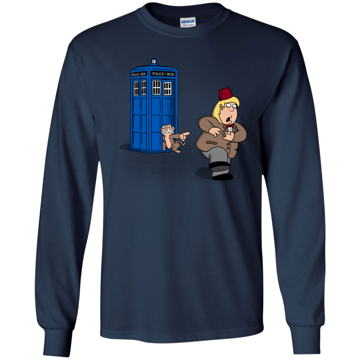 T-Shirts Navy / YS The Tardis Monkey Youth Long Sleeve T-Shirt