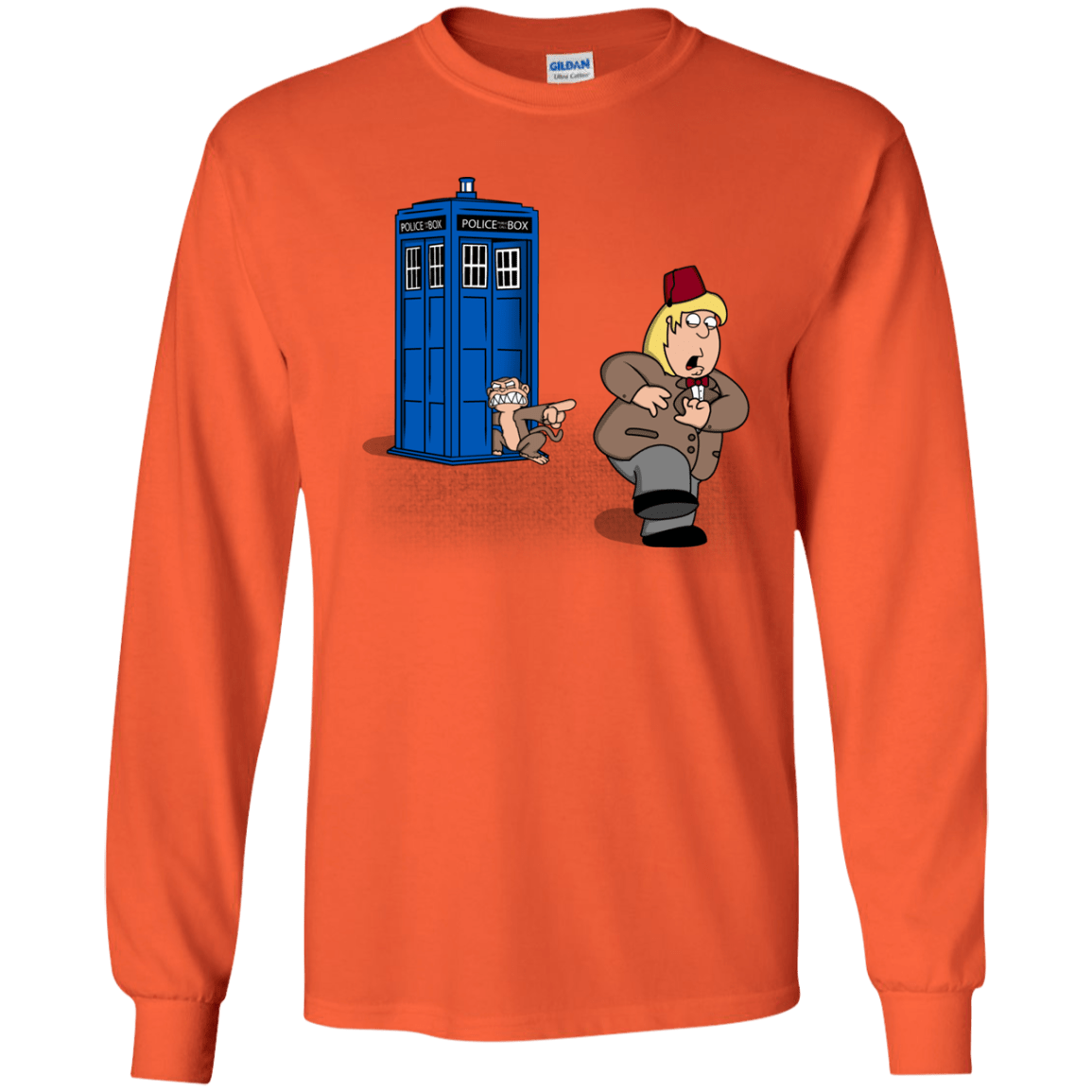 T-Shirts Orange / YS The Tardis Monkey Youth Long Sleeve T-Shirt