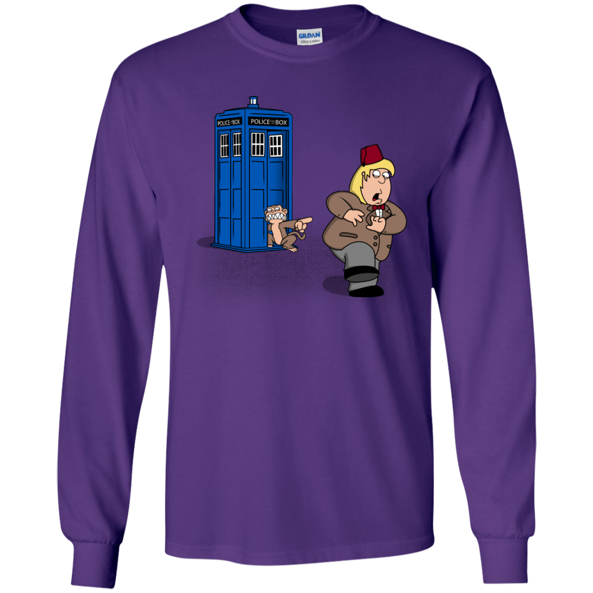 T-Shirts Purple / YS The Tardis Monkey Youth Long Sleeve T-Shirt