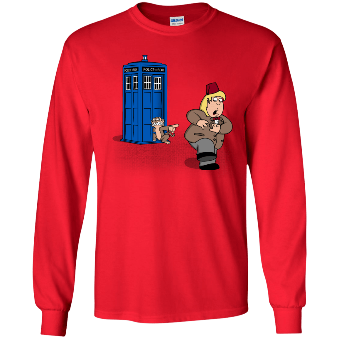 T-Shirts Red / YS The Tardis Monkey Youth Long Sleeve T-Shirt