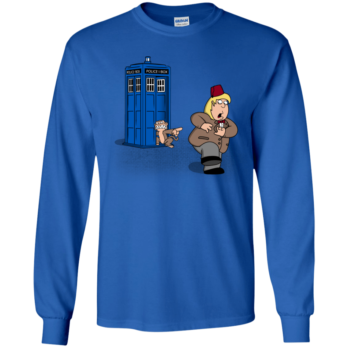 T-Shirts Royal / YS The Tardis Monkey Youth Long Sleeve T-Shirt