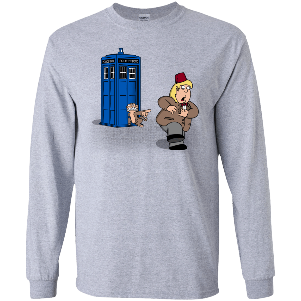 T-Shirts Sport Grey / YS The Tardis Monkey Youth Long Sleeve T-Shirt