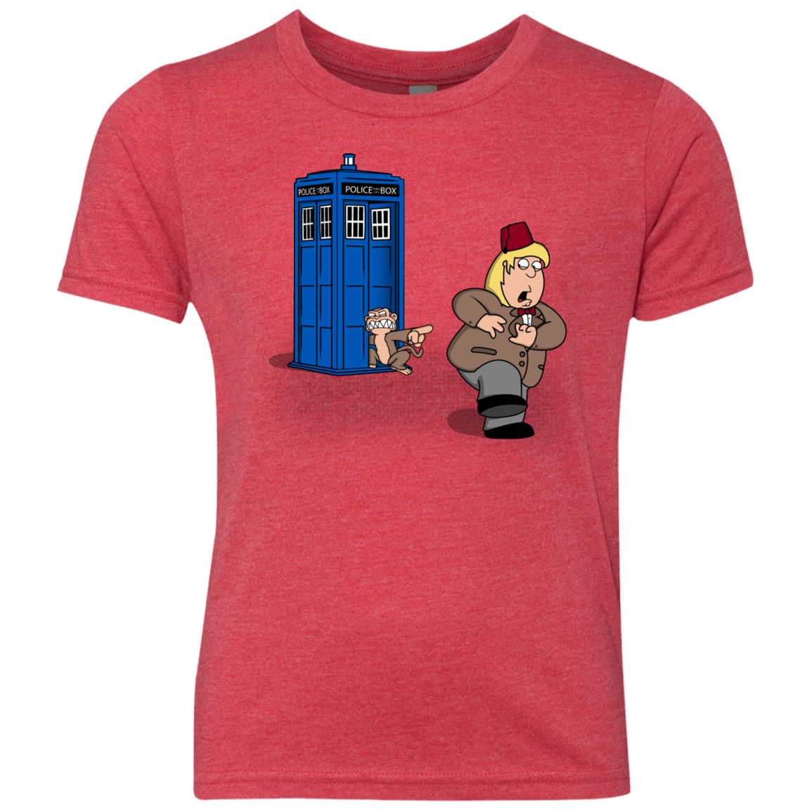 T-Shirts Vintage Red / YXS The Tardis Monkey Youth Triblend T-Shirt