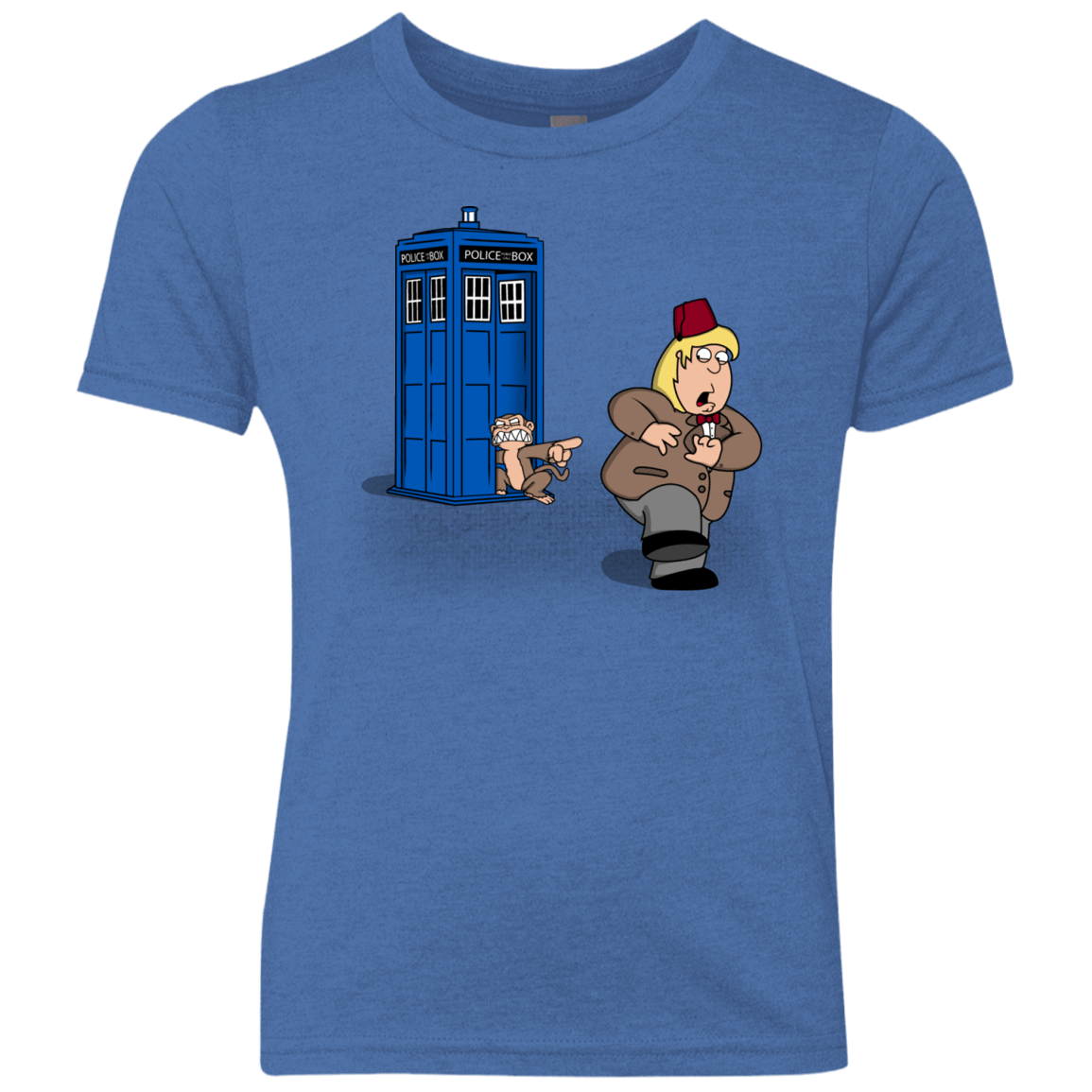 T-Shirts Vintage Royal / YXS The Tardis Monkey Youth Triblend T-Shirt