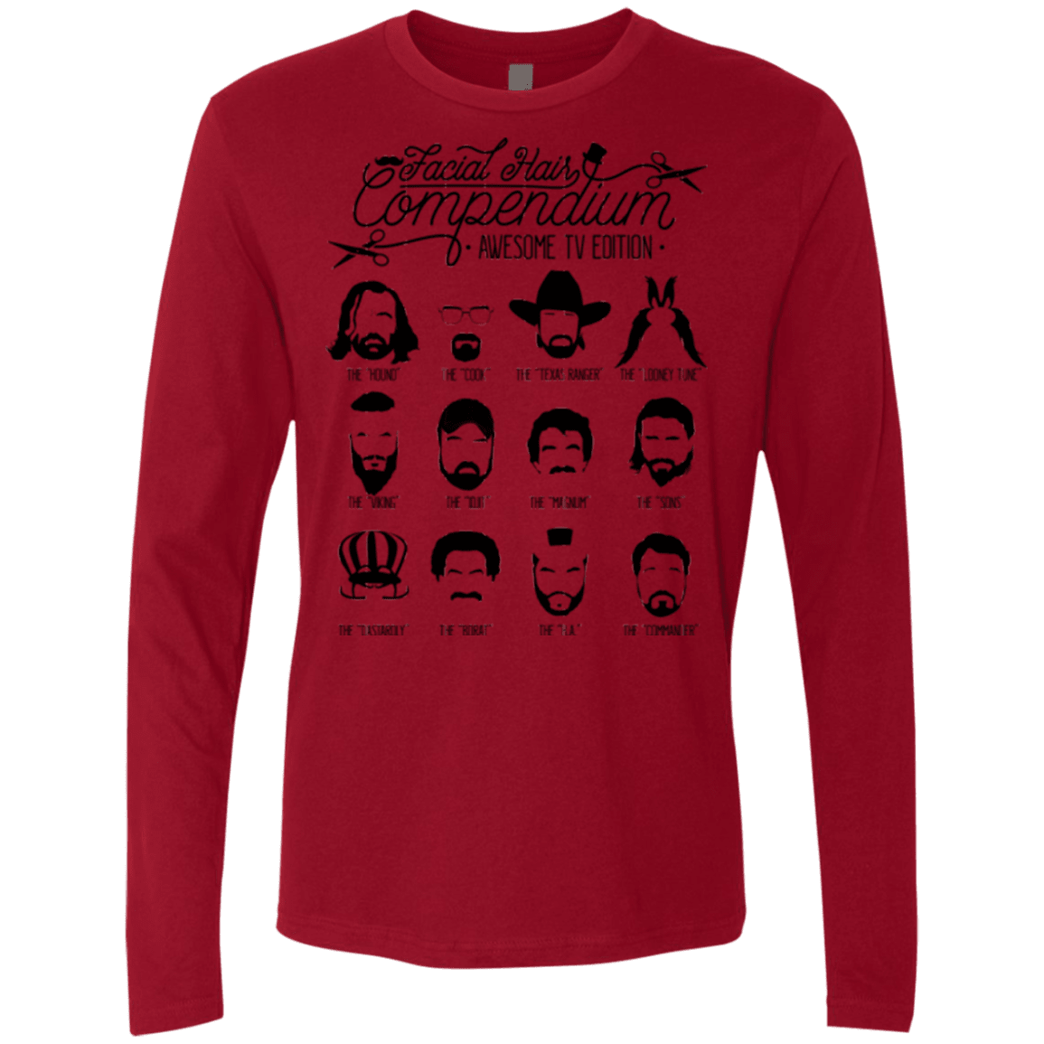 T-Shirts Cardinal / Small The TV Facial Hair Compendium Men's Premium Long Sleeve