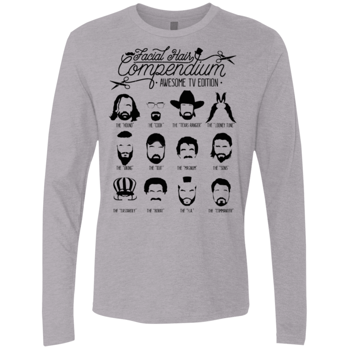 T-Shirts Heather Grey / Small The TV Facial Hair Compendium Men's Premium Long Sleeve