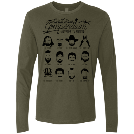 T-Shirts Military Green / Small The TV Facial Hair Compendium Men's Premium Long Sleeve