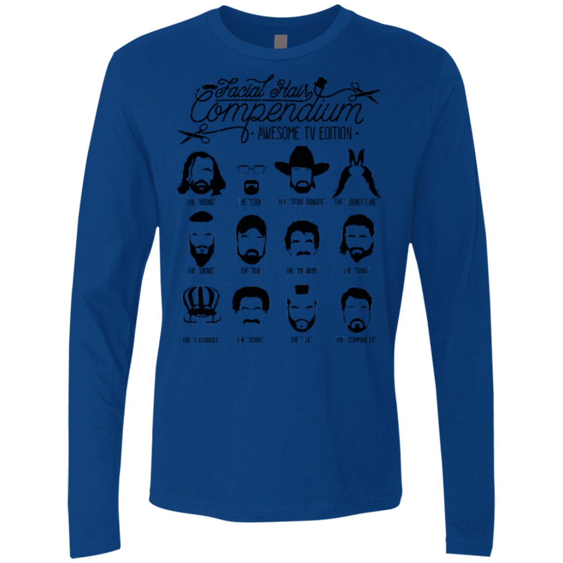 T-Shirts Royal / Small The TV Facial Hair Compendium Men's Premium Long Sleeve