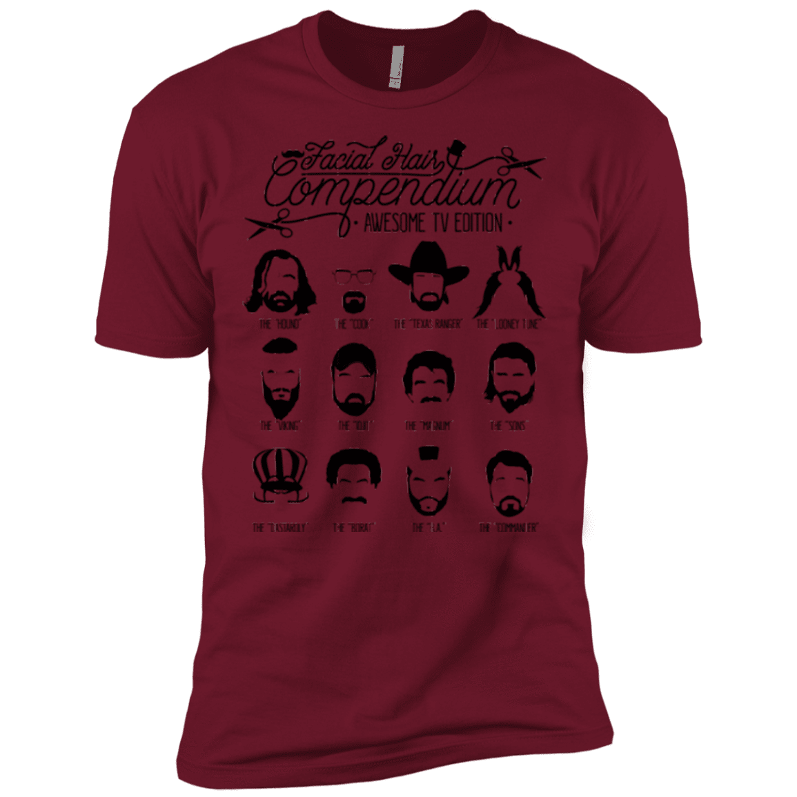 T-Shirts Cardinal / X-Small The TV Facial Hair Compendium Men's Premium T-Shirt