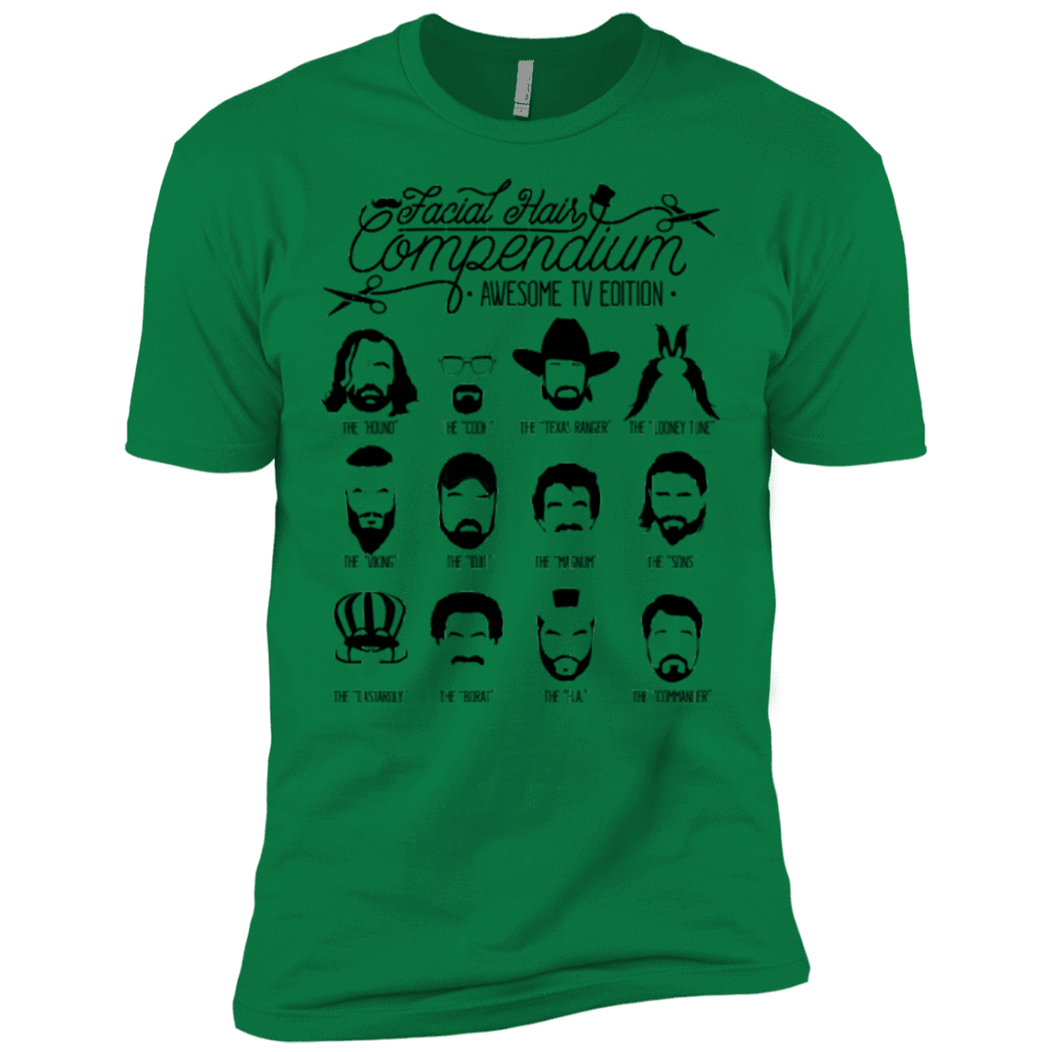 T-Shirts Kelly Green / X-Small The TV Facial Hair Compendium Men's Premium T-Shirt