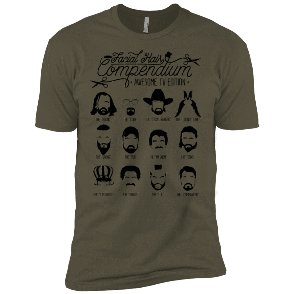 T-Shirts Military Green / X-Small The TV Facial Hair Compendium Men's Premium T-Shirt