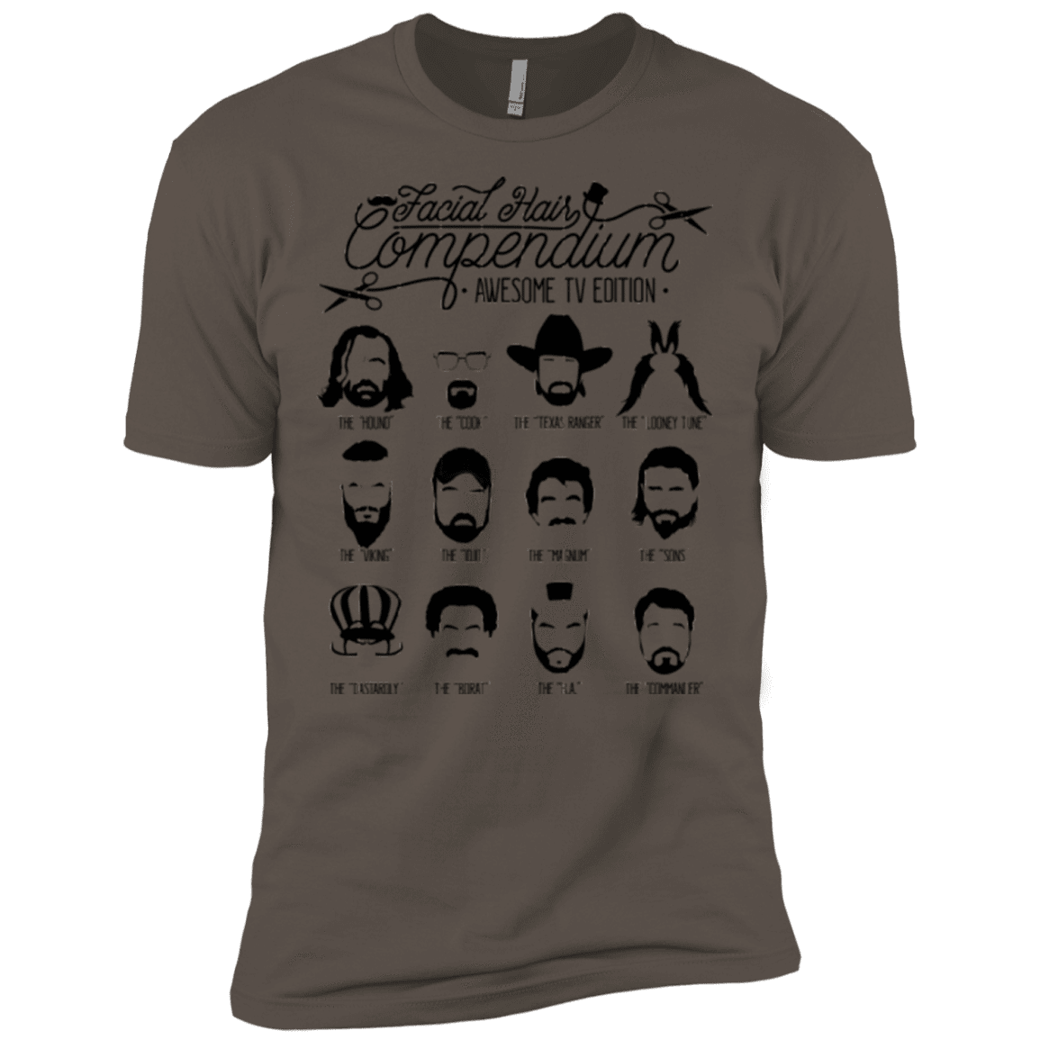 T-Shirts Warm Grey / X-Small The TV Facial Hair Compendium Men's Premium T-Shirt