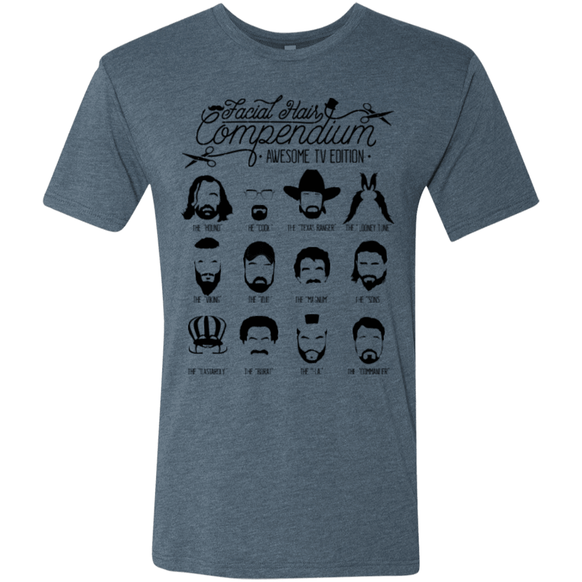 T-Shirts Indigo / Small The TV Facial Hair Compendium Men's Triblend T-Shirt