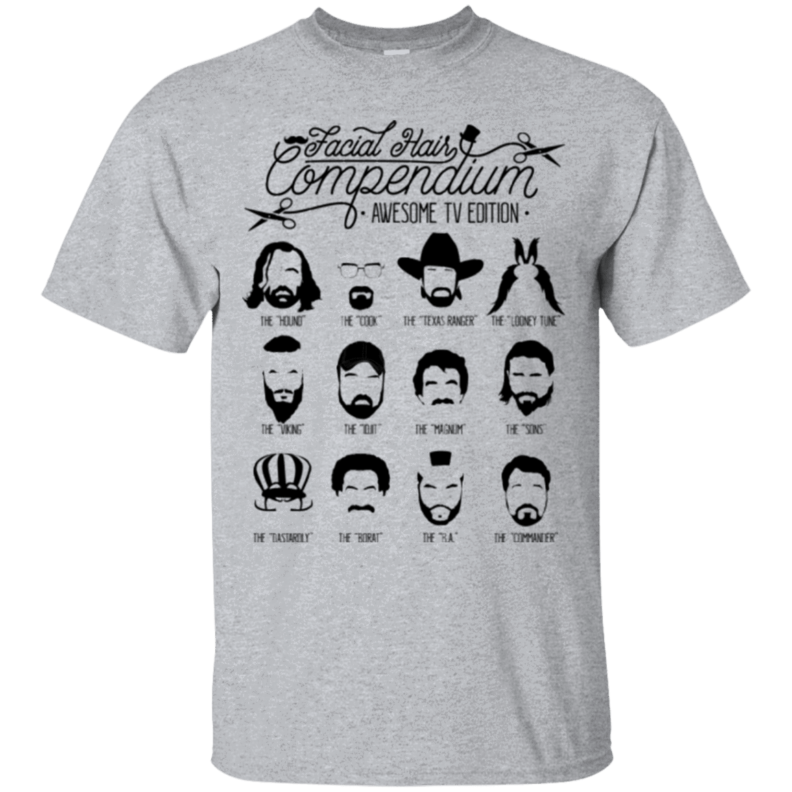 T-Shirts Sport Grey / Small The TV Facial Hair Compendium T-Shirt