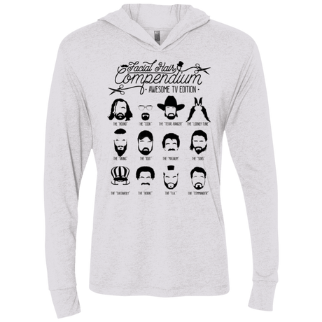 T-Shirts Heather White / X-Small The TV Facial Hair Compendium Triblend Long Sleeve Hoodie Tee