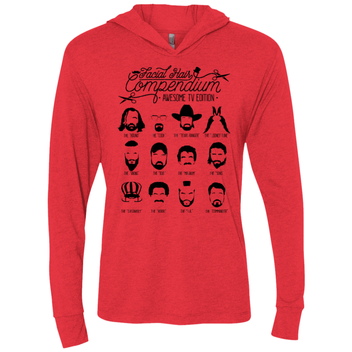 T-Shirts Vintage Red / X-Small The TV Facial Hair Compendium Triblend Long Sleeve Hoodie Tee