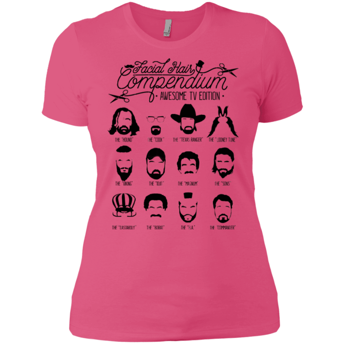 T-Shirts Hot Pink / X-Small The TV Facial Hair Compendium Women's Premium T-Shirt