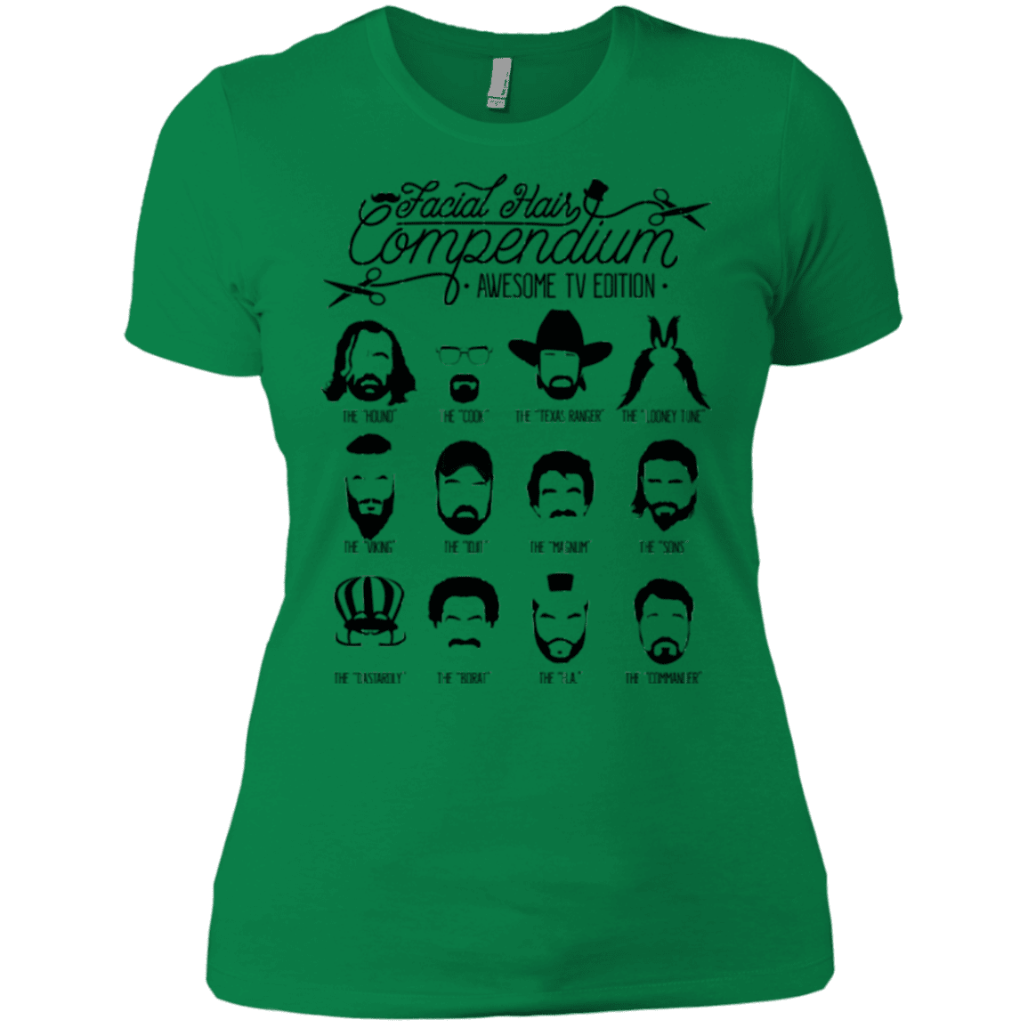 T-Shirts Kelly Green / X-Small The TV Facial Hair Compendium Women's Premium T-Shirt