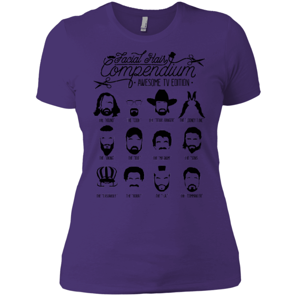 T-Shirts Purple Rush/ / X-Small The TV Facial Hair Compendium Women's Premium T-Shirt