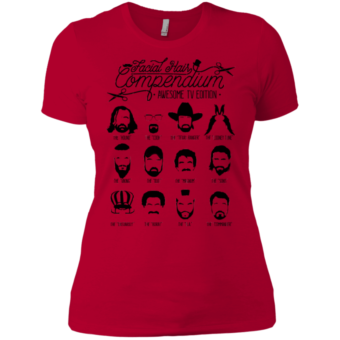 T-Shirts Red / X-Small The TV Facial Hair Compendium Women's Premium T-Shirt