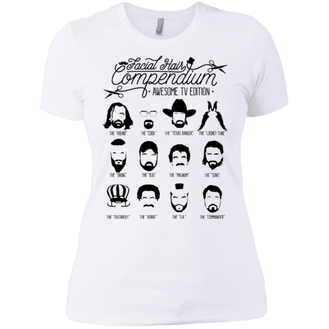 T-Shirts White / X-Small The TV Facial Hair Compendium Women's Premium T-Shirt