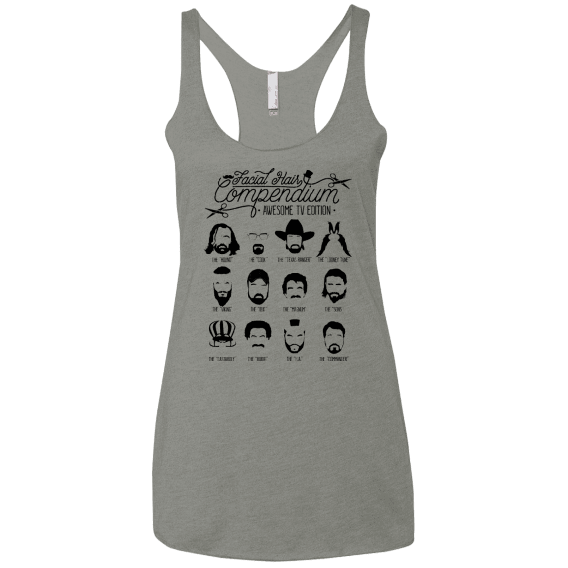 The TV Facial Hair Compendium Women's Triblend Racerback Tank