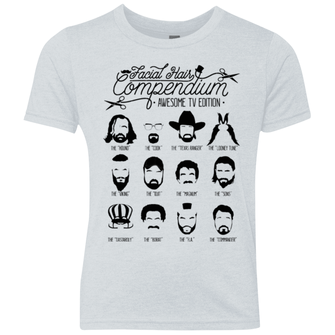 The TV Facial Hair Compendium Youth Triblend T-Shirt