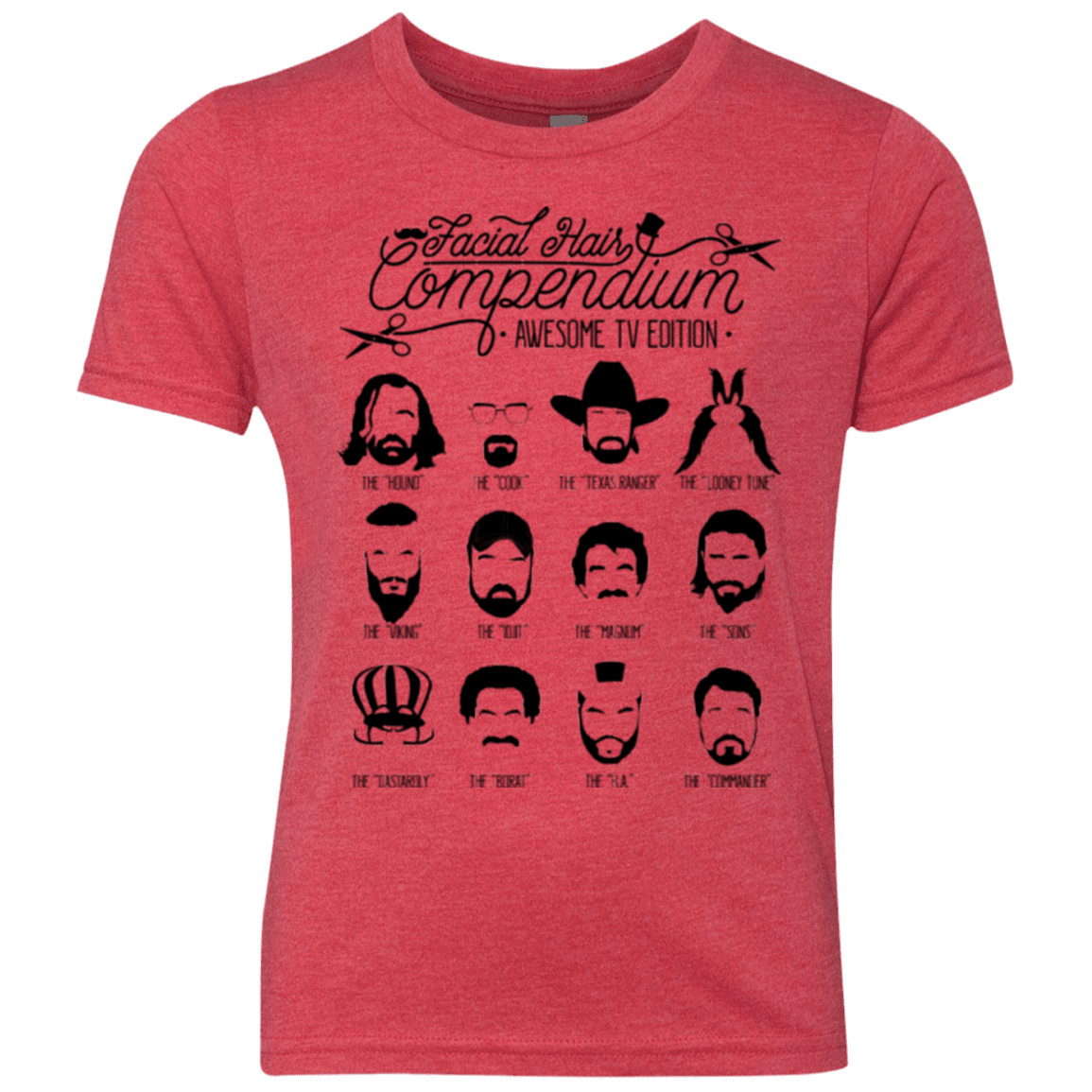 The TV Facial Hair Compendium Youth Triblend T-Shirt