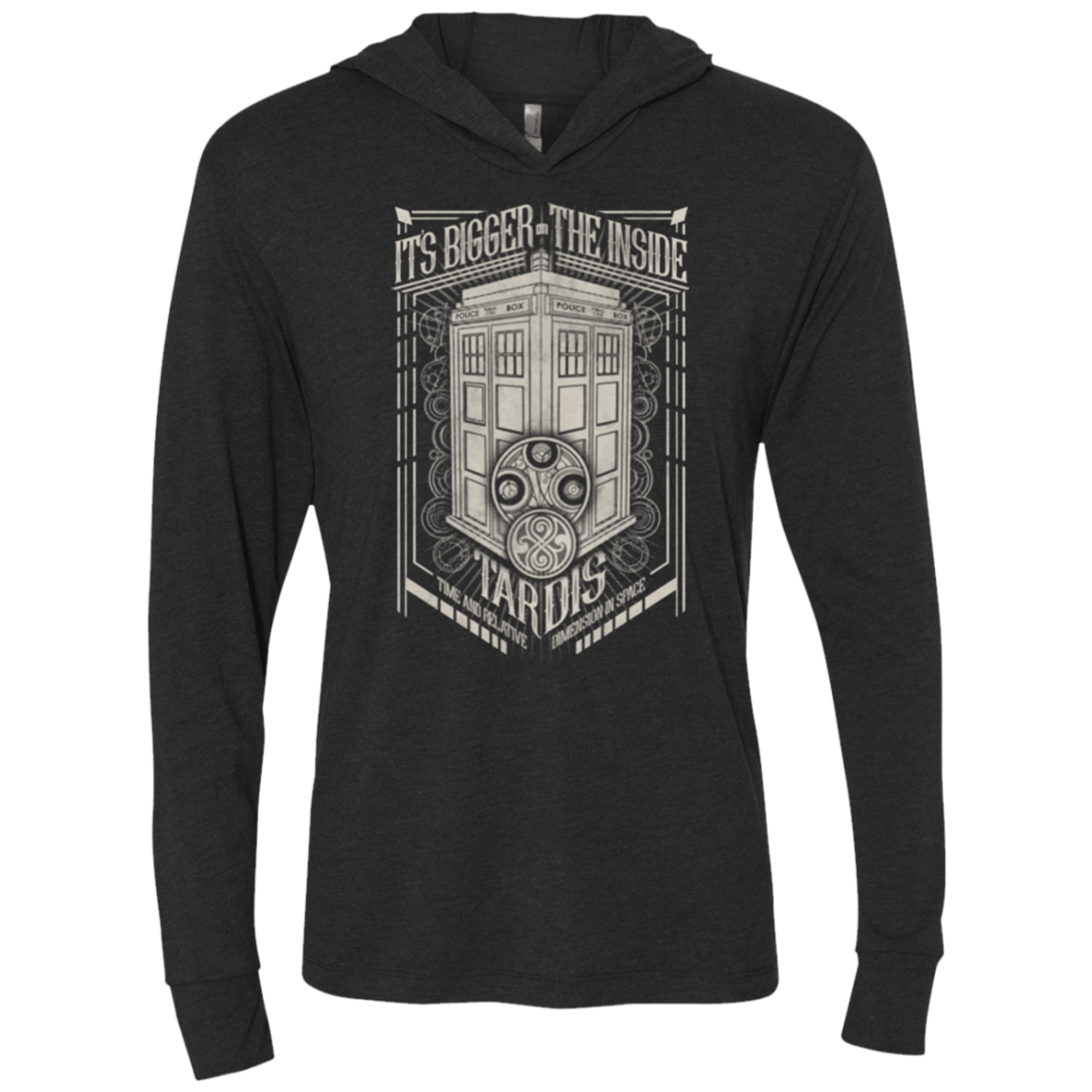 T-Shirts Vintage Black / X-Small The Vintage Series - It's Bigger on The Inside Triblend Long Sleeve Hoodie Tee