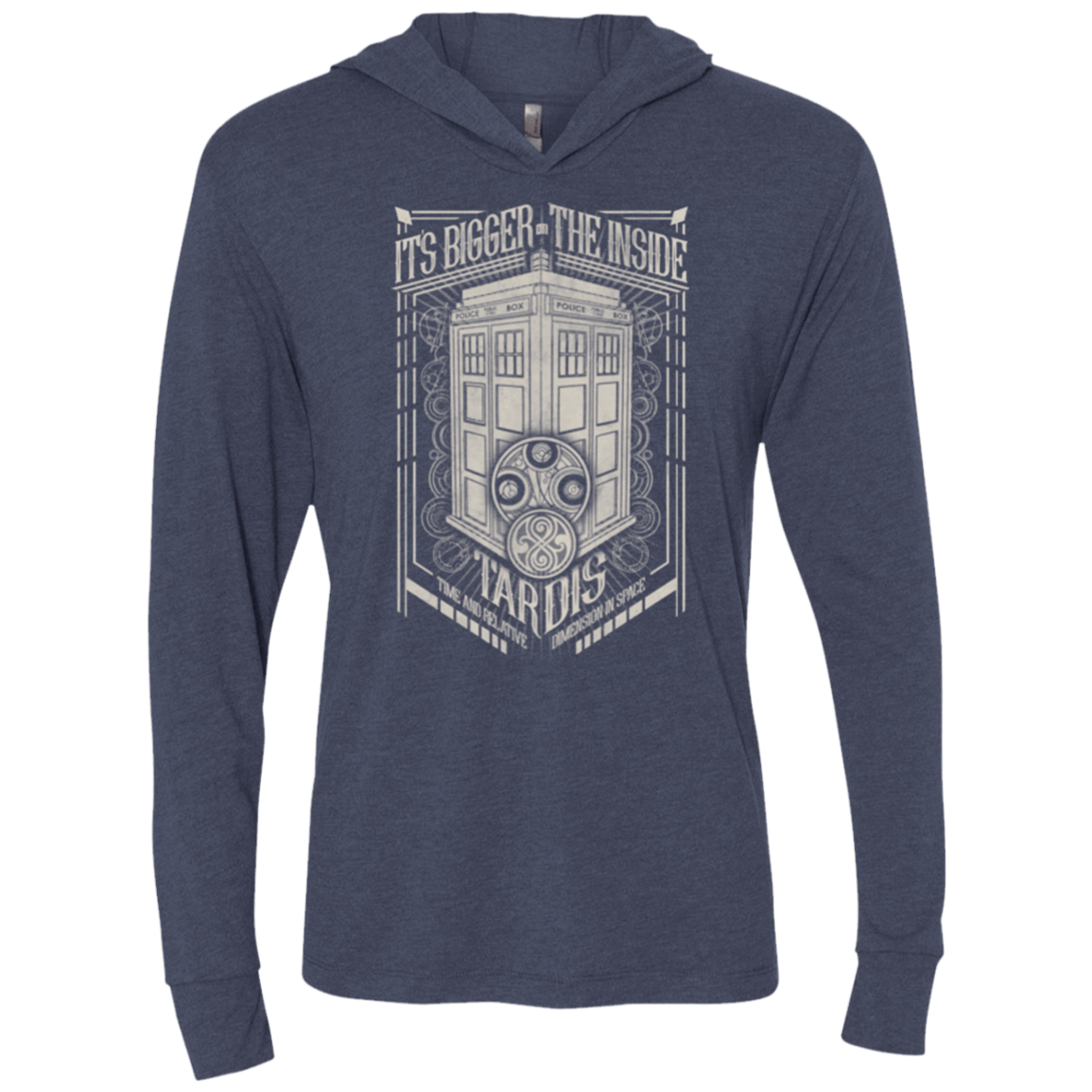 T-Shirts Vintage Navy / X-Small The Vintage Series - It's Bigger on The Inside Triblend Long Sleeve Hoodie Tee