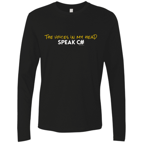 T-Shirts Black / Small The Voices In My Head Speak C# Men's Premium Long Sleeve