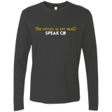 T-Shirts Heavy Metal / Small The Voices In My Head Speak C# Men's Premium Long Sleeve