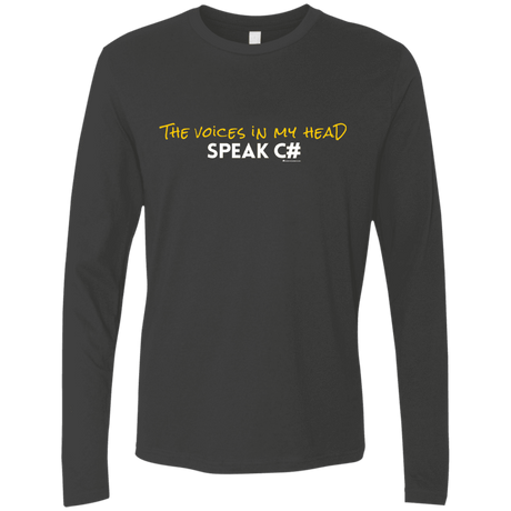 T-Shirts Heavy Metal / Small The Voices In My Head Speak C# Men's Premium Long Sleeve