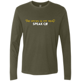 T-Shirts Military Green / Small The Voices In My Head Speak C# Men's Premium Long Sleeve