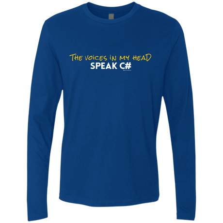 T-Shirts Royal / Small The Voices In My Head Speak C# Men's Premium Long Sleeve