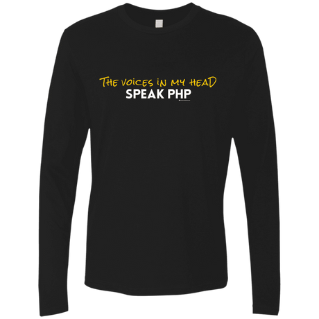 T-Shirts Black / Small The Voices In My Head Speak PHP Men's Premium Long Sleeve